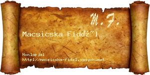 Macsicska Fidél névjegykártya